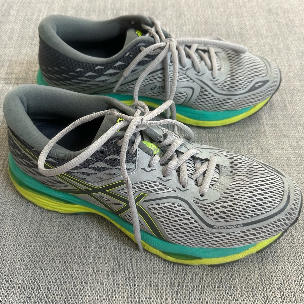 Asics Gray Green Yellow Women's Running Sneakers
